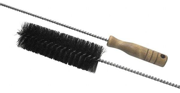 Schaefer Brush - 3" Diam, 6" Bristle Length, Boiler & Furnace Fiber & Hair Brush - Standard Wood Handle, 27" OAL - Exact Industrial Supply