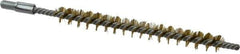 Schaefer Brush - 3" Brush Length, 5/16" Diam, Double Stem, Single Spiral Tube Brush - 4-1/2" Long, Brass, 8-32 Male Connection - Exact Industrial Supply