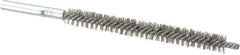 Schaefer Brush - 3" Brush Length, 5/16" Diam, Double Stem, Double Spiral Tube Brush - 4-3/4" Long, Stainless Steel, 8-32 Female Connection - Exact Industrial Supply