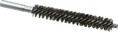 Schaefer Brush - 4" Brush Length, 11/16" Diam, Double Stem, Double Spiral Tube Brush - 6" Long, Stainless Steel, 12-24 Female Connection - Exact Industrial Supply