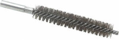 Schaefer Brush - 4" Brush Length, 13/16" Diam, Double Stem, Double Spiral Tube Brush - 6" Long, Stainless Steel, 12-24 Female Connection - Exact Industrial Supply