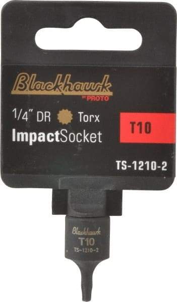 Blackhawk by Proto - 1/4" Drive, T10 Impact Torx Bit Socket - 1" OAL - Exact Industrial Supply