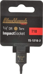 Blackhawk by Proto - 1/4" Drive, T10 Impact Torx Bit Socket - 1" OAL - Exact Industrial Supply