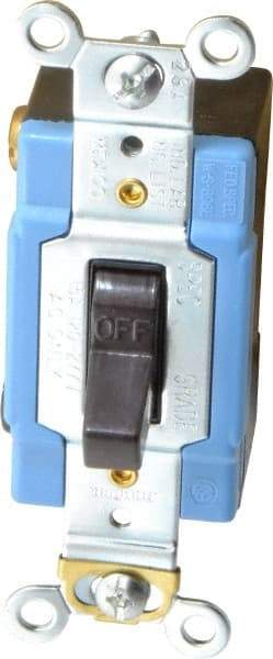 Cooper Wiring Devices - 1 Pole, 120 to 277 VAC, 15 Amp, Industrial Grade, Toggle, Wall and Dimmer Light Switch - 1.31 Inch Wide x 3.28 Inch High - Exact Industrial Supply