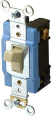 Cooper Wiring Devices - 2 Pole, 120 to 277 VAC, 15 Amp, Industrial Grade, Toggle, Wall and Dimmer Light Switch - 1.3 Inch Wide x 4.19 Inch High, Fluorescent - Exact Industrial Supply