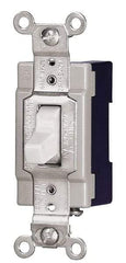 Cooper Wiring Devices - 3 Pole, 120 to 277 VAC, 15 Amp, Industrial Grade, Toggle, Wall and Dimmer Light Switch - 1.31 Inch Wide x 3.28 Inch High - Exact Industrial Supply