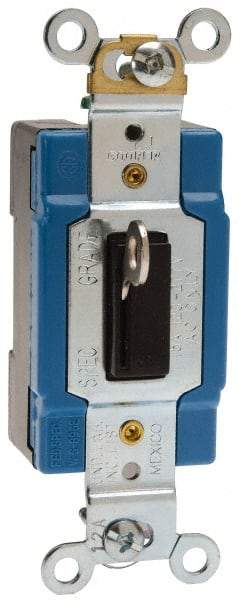 Cooper Wiring Devices - 1 Pole, 120 to 277 VAC, 15 Amp, Industrial Grade, Toggle, Wall and Dimmer Light Switch - 1.31 Inch Wide x 3.28 Inch High - Exact Industrial Supply