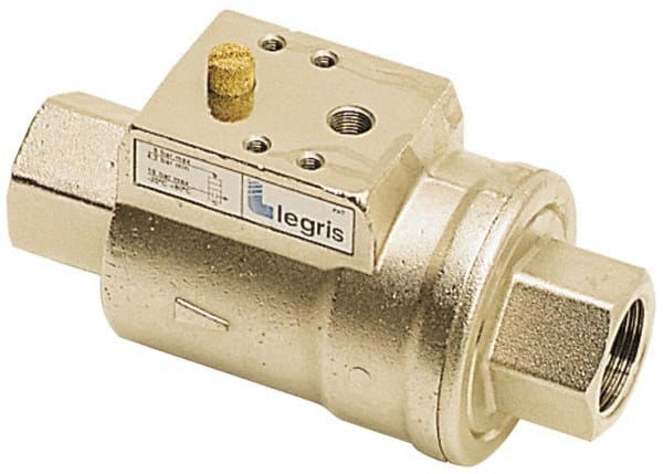 Legris - Air-Actuated Axial Valves Pipe Size: 1-1/2 (Inch) End Connections: FBSPPxFBSPP - Exact Industrial Supply