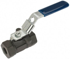 NIBCO - 1/4" Pipe, Reduced Port, Carbon Steel Standard Ball Valve - 1 Piece, Inline - One Way Flow, FNPT x FNPT Ends, Locking Lever Handle, 2,000 WOG - Exact Industrial Supply