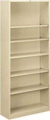 Hon - 6 Shelf, 81-1/8" High x 34-1/2" Wide Bookcase - 12-5/8" Deep, Steel, Putty - Exact Industrial Supply