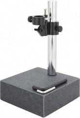 SPI - Granite, Rectangular Base, Comparator Gage Stand - 8" High, 6" Base Length x 6" Base Width x 2" Base Height, Includes Holder - Exact Industrial Supply