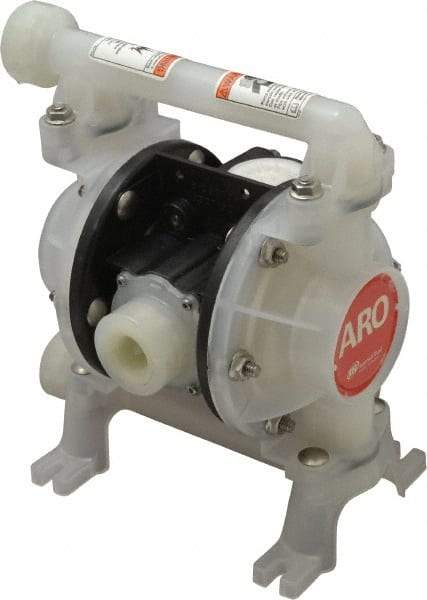 ARO/Ingersoll-Rand - 3/8" NPT, Nonmetallic, Air Operated Diaphragm Pump - PTFE Diaphragm, Polypropylene Housing - Exact Industrial Supply