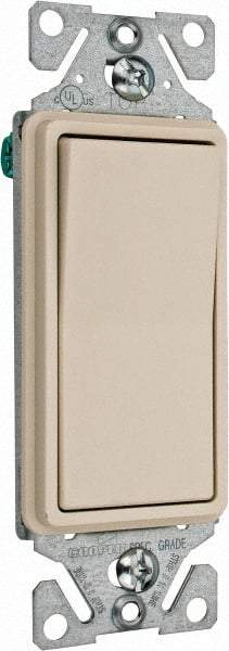Cooper Wiring Devices - 1 Pole, 120 to 277 VAC, 15 Amp, Commercial Grade, Rocker, Wall and Dimmer Light Switch - 1.44 Inch Wide x 4.19 Inch High, Fluorescent - Exact Industrial Supply