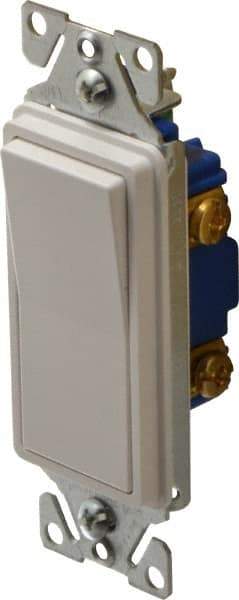 Cooper Wiring Devices - 1 Pole, 120 to 277 VAC, 15 Amp, Commercial Grade, Rocker, Wall and Dimmer Light Switch - 1.44 Inch Wide x 4.19 Inch High, Fluorescent - Exact Industrial Supply
