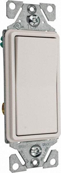 Cooper Wiring Devices - 3 Pole, 120 to 277 VAC, 15 Amp, Commercial Grade, Rocker, Wall and Dimmer Light Switch - 1.44 Inch Wide x 4.19 Inch High, Fluorescent - Exact Industrial Supply