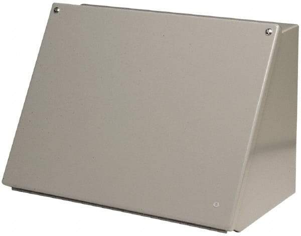 Cooper B-Line - Steel Standard Enclosure Hinge Sloped Cover - NEMA 12, 13, 12" Wide x 8" High x 7-5/32" Deep, Dirt-tight & Dust-tight - Exact Industrial Supply