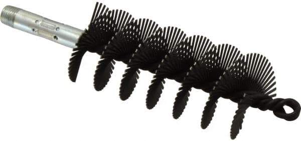 Schaefer Brush - 4-1/2" Scraper Length, 2" Diam, Flat Wire Single Spiral Flue Scraper - 7-3/4" Long, Tempered Steel Wire, 1/4" NPSM Male Connection - Exact Industrial Supply