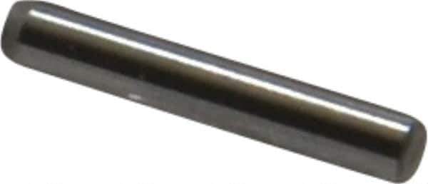 Made in USA - 1/16" Diam x 3/8" Pin Length Grade 8 Alloy Steel Standard Dowel Pin - Bright Finish, 1 Beveled & 1 Rounded End - Exact Industrial Supply