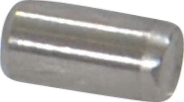 Made in USA - 3/32" Diam x 3/16" Pin Length Grade 8 Alloy Steel Standard Dowel Pin - Bright Finish, 1 Beveled & 1 Rounded End - Exact Industrial Supply