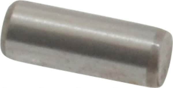 Made in USA - 3/32" Diam x 1/4" Pin Length Grade 8 Alloy Steel Standard Dowel Pin - Bright Finish, 1 Beveled & 1 Rounded End - Exact Industrial Supply
