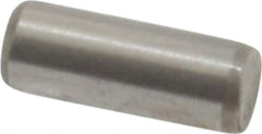 Made in USA - 3/32" Diam x 1/4" Pin Length Grade 8 Alloy Steel Standard Dowel Pin - Bright Finish, 1 Beveled & 1 Rounded End - Exact Industrial Supply