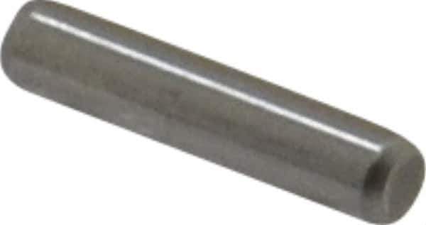 Made in USA - 3/32" Diam x 7/16" Pin Length Grade 8 Alloy Steel Standard Dowel Pin - Bright Finish, 1 Beveled & 1 Rounded End - Exact Industrial Supply