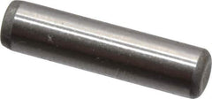 Made in USA - 1/8" Diam x 1/2" Pin Length Grade 8 Alloy Steel Standard Dowel Pin - Bright Finish, C 47-58 & C 60 (Surface) Hardness, 1,840 Lb (Single Shear), 3,680 Lb (Double Shear) Breaking Strength, 1 Beveled & 1 Rounded End - Exact Industrial Supply