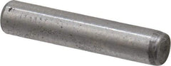 Made in USA - 1/8" Diam x 5/8" Pin Length Grade 8 Alloy Steel Standard Dowel Pin - Bright Finish, C 47-58 & C 60 (Surface) Hardness, 1,840 Lb (Single Shear), 3,680 Lb (Double Shear) Breaking Strength, 1 Beveled & 1 Rounded End - Exact Industrial Supply