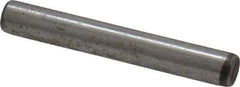 Made in USA - 1/8" Diam x 7/8" Pin Length Grade 8 Alloy Steel Standard Dowel Pin - Bright Finish, C 47-58 & C 60 (Surface) Hardness, 1,840 Lb (Single Shear), 3,680 Lb (Double Shear) Breaking Strength, 1 Beveled & 1 Rounded End - Exact Industrial Supply