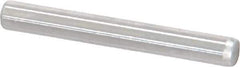 Made in USA - 1/8" Diam x 1" Pin Length Grade 8 Alloy Steel Standard Dowel Pin - Bright Finish, C 47-58 & C 60 (Surface) Hardness, 1,840 Lb (Single Shear), 3,680 Lb (Double Shear) Breaking Strength, 1 Beveled & 1 Rounded End - Exact Industrial Supply