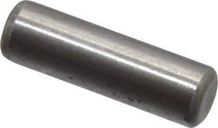 Made in USA - 3/16" Diam x 5/8" Pin Length Grade 8 Alloy Steel Standard Dowel Pin - Bright Finish, C 47-58 & C 60 (Surface) Hardness, 4,150 Lb (Single Shear), 8,300 Lb (Double Shear) Breaking Strength, 1 Beveled & 1 Rounded End - Exact Industrial Supply