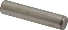Made in USA - 3/16" Diam x 7/8" Pin Length Grade 8 Alloy Steel Standard Dowel Pin - Bright Finish, C 47-58 & C 60 (Surface) Hardness, 4,150 Lb (Single Shear), 8,300 Lb (Double Shear) Breaking Strength, 1 Beveled & 1 Rounded End - Exact Industrial Supply