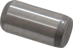 Made in USA - 1/4" Diam x 1/2" Pin Length Grade 8 Alloy Steel Standard Dowel Pin - Bright Finish, C 47-58 & C 60 (Surface) Hardness, 14,720 Lb (Double Shear), 7,360 Lb (Single Shear) Breaking Strength, 1 Beveled & 1 Rounded End - Exact Industrial Supply