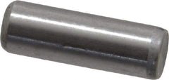 Made in USA - 1/4" Diam x 3/4" Pin Length Grade 8 Alloy Steel Standard Dowel Pin - Bright Finish, C 47-58 & C 60 (Surface) Hardness, 14,720 Lb (Double Shear), 7,360 Lb (Single Shear) Breaking Strength, 1 Beveled & 1 Rounded End - Exact Industrial Supply