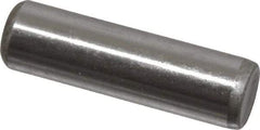 Made in USA - 1/4" Diam x 7/8" Pin Length Grade 8 Alloy Steel Standard Dowel Pin - Bright Finish, C 47-58 & C 60 (Surface) Hardness, 14,720 Lb (Double Shear), 7,360 Lb (Single Shear) Breaking Strength, 1 Beveled & 1 Rounded End - Exact Industrial Supply