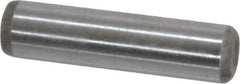 Made in USA - 1/4" Diam x 1" Pin Length Grade 8 Alloy Steel Standard Dowel Pin - Bright Finish, C 47-58 & C 60 (Surface) Hardness, 14,720 Lb (Double Shear), 7,360 Lb (Single Shear) Breaking Strength, 1 Beveled & 1 Rounded End - Exact Industrial Supply
