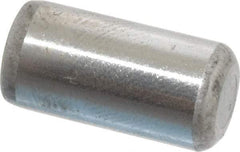 Made in USA - 5/16" Diam x 5/8" Pin Length Grade 8 Alloy Steel Standard Dowel Pin - Bright Finish, C 47-58 & C 60 (Surface) Hardness, 11,500 Lb (Single Shear), 23,000 Lb (Double Shear) Breaking Strength, 1 Beveled & 1 Rounded End - Exact Industrial Supply
