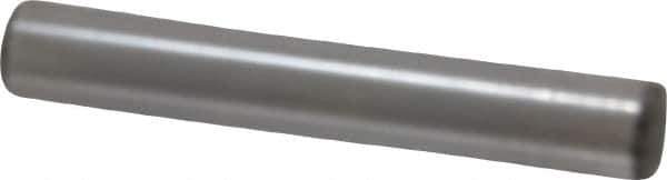 Made in USA - 5/16" Diam x 2" Pin Length Grade 8 Alloy Steel Standard Dowel Pin - Bright Finish, C 47-58 & C 60 (Surface) Hardness, 11,500 Lb (Single Shear), 23,000 Lb (Double Shear) Breaking Strength, 1 Beveled & 1 Rounded End - Exact Industrial Supply