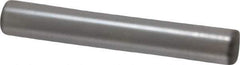 Made in USA - 5/16" Diam x 2" Pin Length Grade 8 Alloy Steel Standard Dowel Pin - Bright Finish, C 47-58 & C 60 (Surface) Hardness, 11,500 Lb (Single Shear), 23,000 Lb (Double Shear) Breaking Strength, 1 Beveled & 1 Rounded End - Exact Industrial Supply