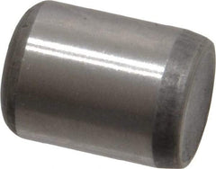 Made in USA - 3/8" Diam x 1/2" Pin Length Grade 8 Alloy Steel Standard Dowel Pin - Bright Finish, C 47-58 & C 60 (Surface) Hardness, 16,550 Lb (Single Shear), 33,100 Lb (Double Shear) Breaking Strength, 1 Beveled & 1 Rounded End - Exact Industrial Supply