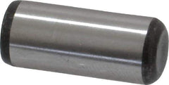 Made in USA - 3/8" Diam x 7/8" Pin Length Grade 8 Alloy Steel Standard Dowel Pin - Bright Finish, C 47-58 & C 60 (Surface) Hardness, 16,550 Lb (Single Shear), 33,100 Lb (Double Shear) Breaking Strength, 1 Beveled & 1 Rounded End - Exact Industrial Supply