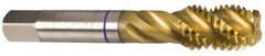 Guhring - 1-8 UNC 4 Flute 2B Modified Bottoming Spiral Flute Tap - Powdered Metal, TiN Finish, 5-1/8" OAL, Right Hand Flute, Right Hand Thread, Series 3910 - Exact Industrial Supply