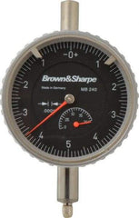 TESA Brown & Sharpe - 0.2" Range, 0-5-0 Dial Reading, 0.0001" Graduation Dial Drop Indicator - 2-1/4" Dial, 0.01" Range per Revolution, Revolution Counter - Exact Industrial Supply