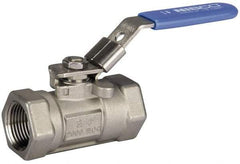 NIBCO - 2" Pipe, Reduced Port, Carbon Steel Fire Safe Ball Valve - 1 Piece, Inline - One Way Flow, FNPT x FNPT Ends, Oval Handle, 2,000 WOG - Exact Industrial Supply