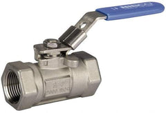 NIBCO - 1-1/4" Pipe, Carbon Steel Standard Ball Valve - 1 Piece, Inline - One Way Flow, FNPT x FNPT Ends, Lever Handle, 1,500 WOG - Exact Industrial Supply