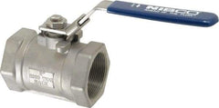 NIBCO - 2" Pipe, Reduced Port, Standard Ball Valve - 1 Piece, Inline - One Way Flow, FNPT x FNPT Ends, Locking Lever Handle, 2,000 WOG - Exact Industrial Supply
