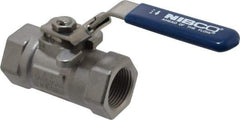 NIBCO - 3/4" Pipe, Reduced Port, Carbon Steel Standard Ball Valve - 1 Piece, Inline - One Way Flow, FNPT x FNPT Ends, Locking Lever Handle, 2,000 WOG - Exact Industrial Supply