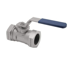 NIBCO - 3/8" Pipe, Reduced Port, Carbon Steel Standard Ball Valve - 1 Piece, Inline - One Way Flow, FNPT x FNPT Ends, Locking Lever Handle, 2,000 WOG - Exact Industrial Supply