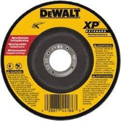 DeWALT - 24 Grit, 4" Wheel Diam, 3/32" Wheel Thickness, 5/8" Arbor Hole, Type 27 Depressed Center Wheel - Zirconia Alumina, Resinoid Bond, 15,200 Max RPM - Exact Industrial Supply