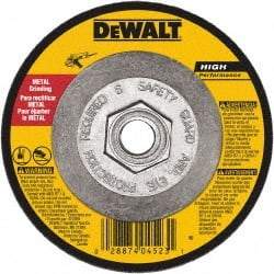 DeWALT - 24 Grit, 6" Wheel Diam, 3/32" Wheel Thickness, Type 27 Depressed Center Wheel - Aluminum Oxide, Resinoid Bond, 10,100 Max RPM - Exact Industrial Supply